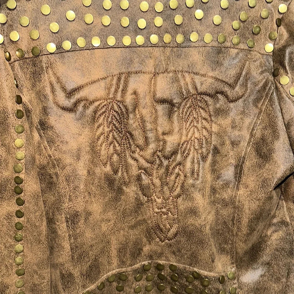 L&B Brown Suede Studded Jacket - Picture 3 of 5